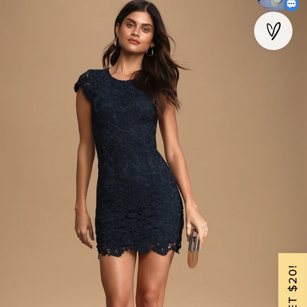 lulus lace dress size small navy blue